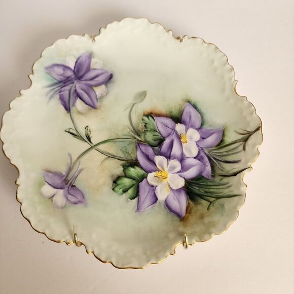 Bavarian Other - Vintage Bavarian Handpainted Porcelain Floral Decorative Plate 8"